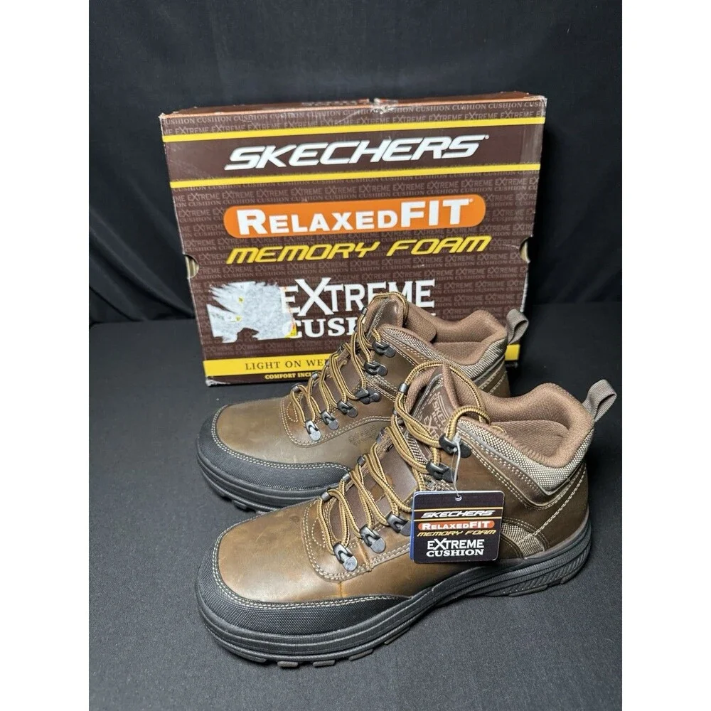 NEW Skechers Men's Holdren-Brenton Chukka Dark Brown Memory Foam Boots Size 8